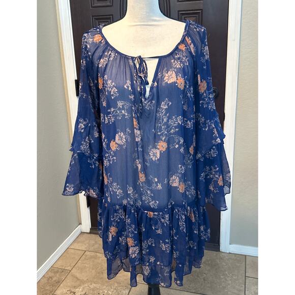 Free People Sunsetter Flare Sleeve Boho Top/Dress - Picture 5 of 6